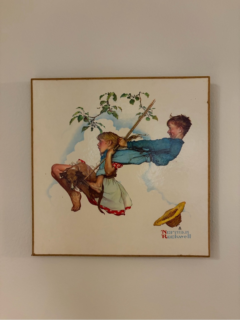Norman Rockwell Style Children's Swing Wall Art Print